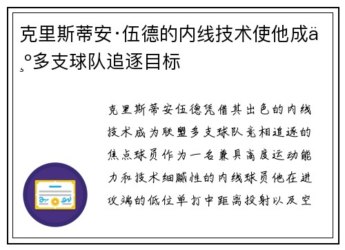 克里斯蒂安·伍德的内线技术使他成为多支球队追逐目标